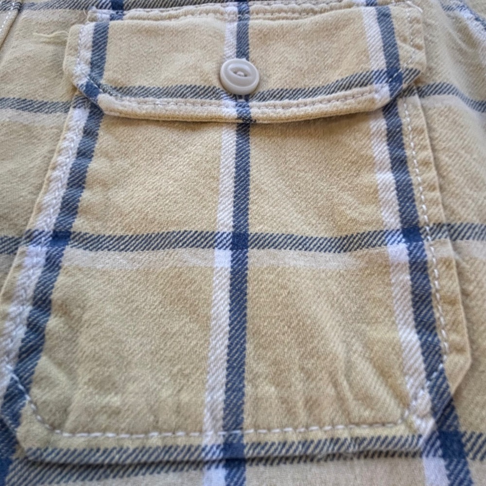VTG Eddie Bauer Button Down Men L Tall Yellow Plaid Classic Fit Flannel Gorpcore - Picture 4 of 9